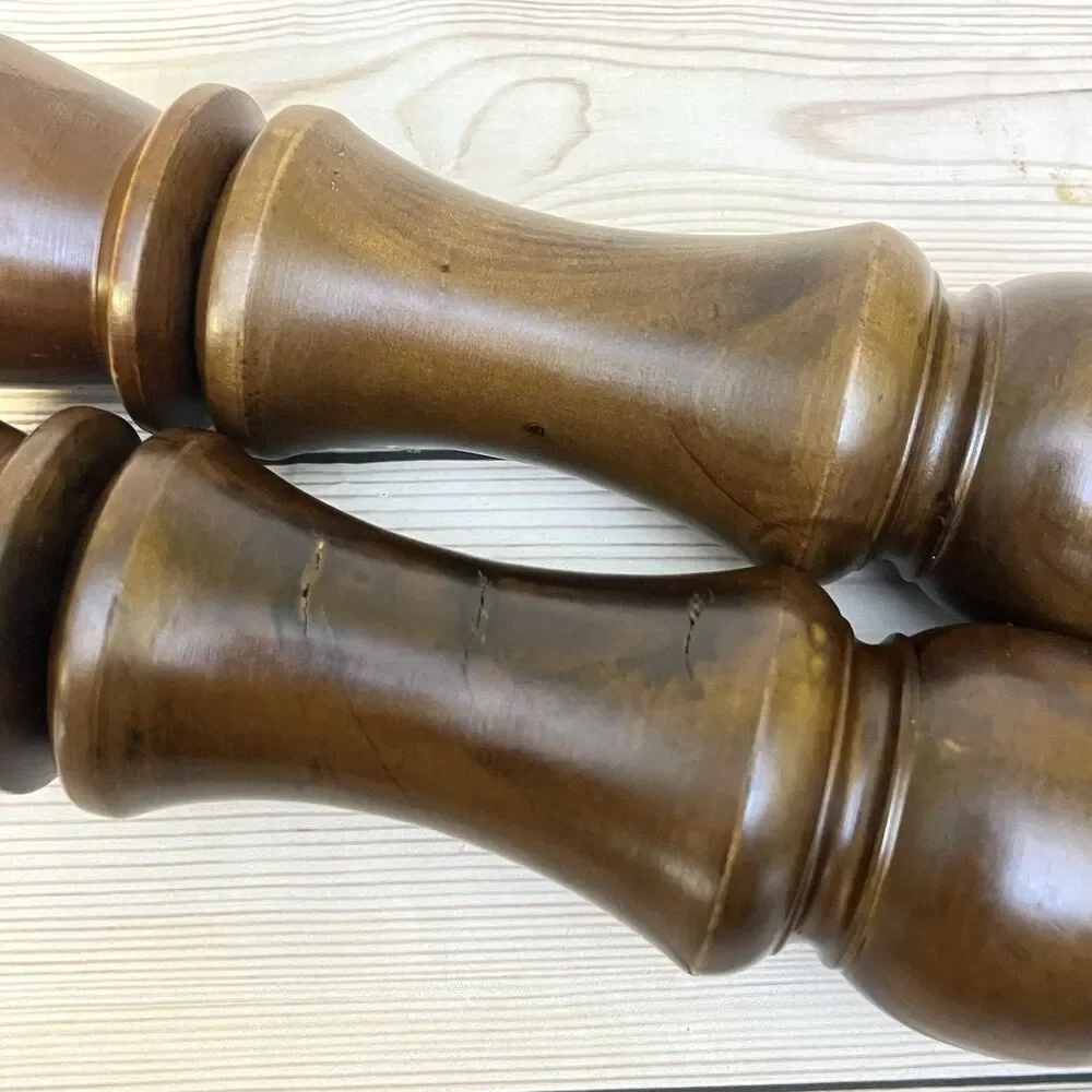 VTG Large Wood Turned Salt Shaker & Pepper Mill Grinder Set 12” MCM Retro Rustic